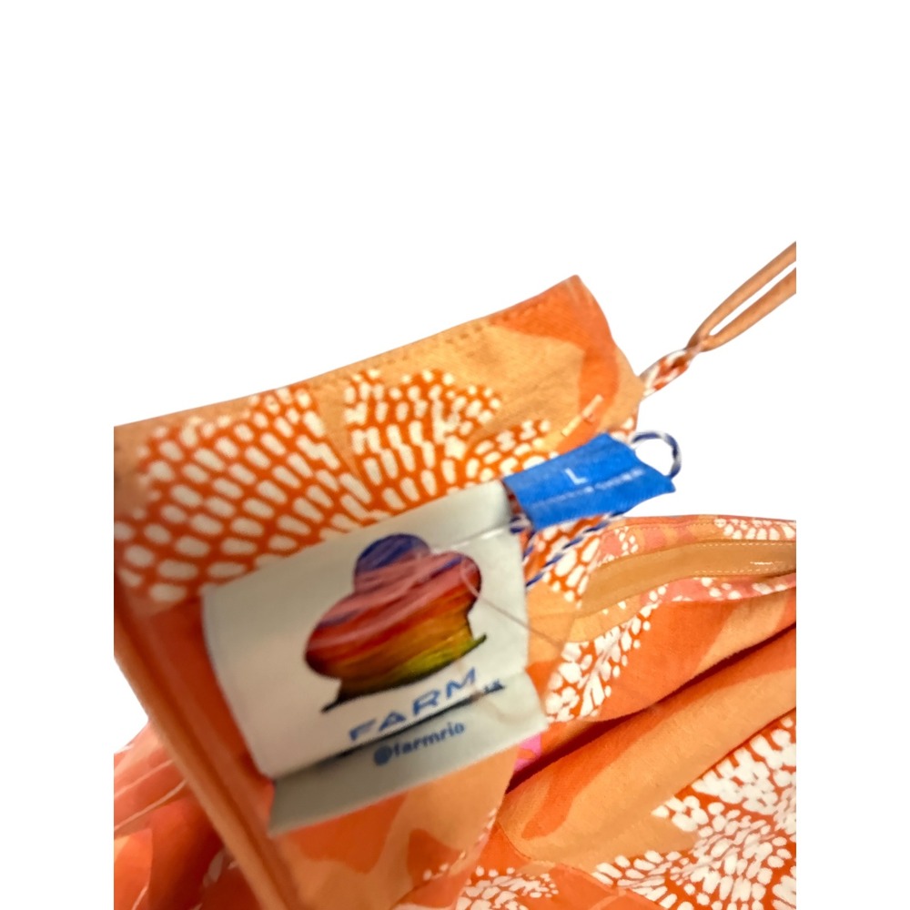 Farm Rio Orange Parrot Macaw Floral Linen‎ Blend Midi Dress Size L Large - Picture 9 of 11